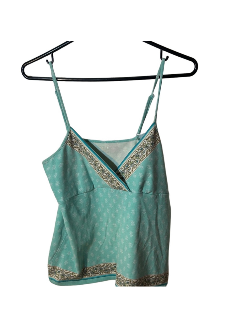 Y2K boho floral aqua tank top with adjustable straps size XL